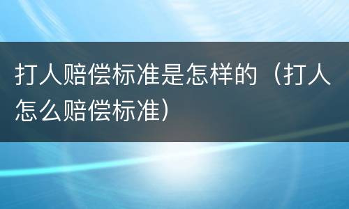 打人赔偿标准是怎样的（打人怎么赔偿标准）
