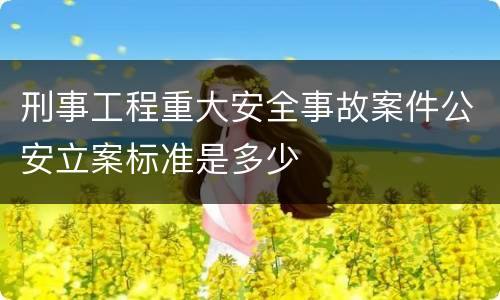 刑事工程重大安全事故案件公安立案标准是多少