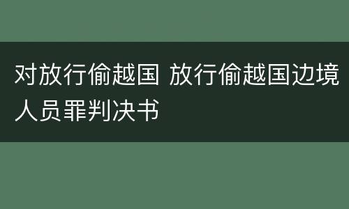 对放行偷越国 放行偷越国边境人员罪判决书