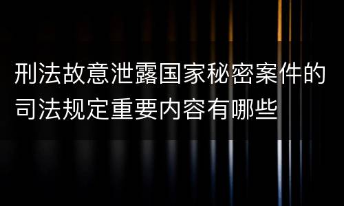 刑法故意泄露国家秘密案件的司法规定重要内容有哪些