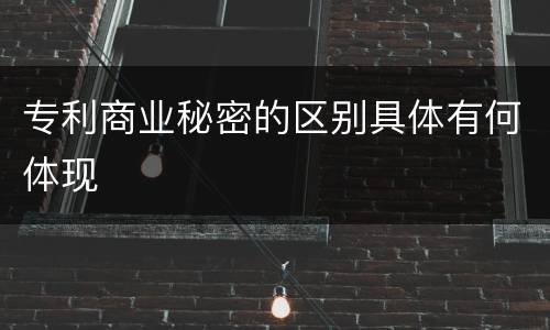 专利商业秘密的区别具体有何体现