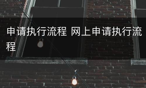 申请执行流程 网上申请执行流程