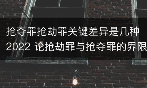 抢夺罪抢劫罪关键差异是几种2022 论抢劫罪与抢夺罪的界限