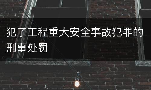 犯了工程重大安全事故犯罪的刑事处罚