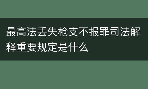 最高法丢失枪支不报罪司法解释重要规定是什么