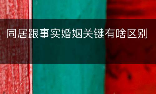 同居跟事实婚姻关键有啥区别