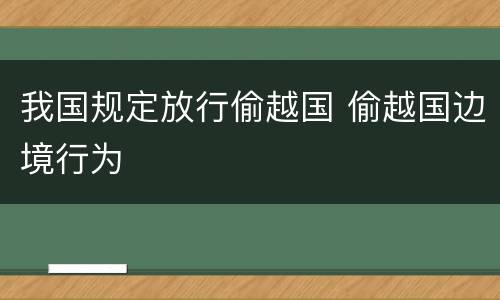 我国规定放行偷越国 偷越国边境行为