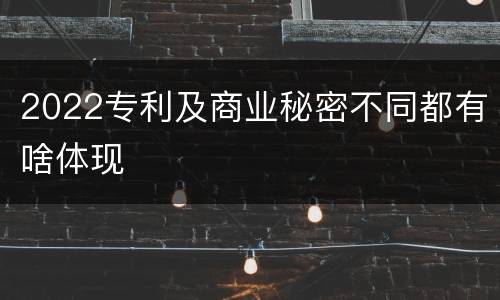 2022专利及商业秘密不同都有啥体现