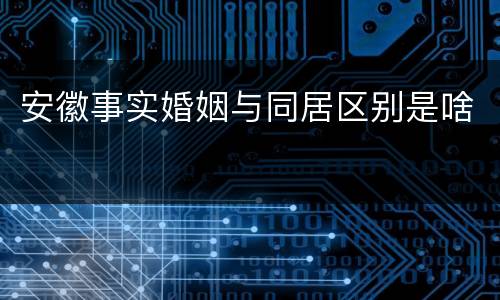 安徽事实婚姻与同居区别是啥