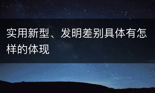 实用新型、发明差别具体有怎样的体现