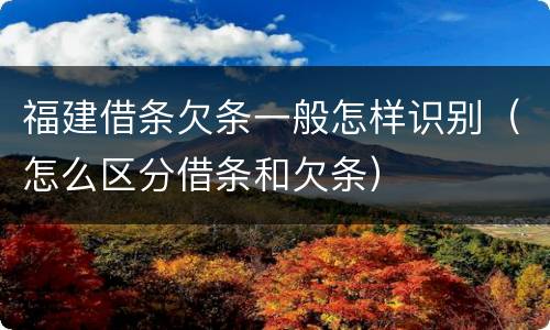 福建借条欠条一般怎样识别（怎么区分借条和欠条）