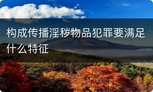 构成传播淫秽物品犯罪要满足什么特征
