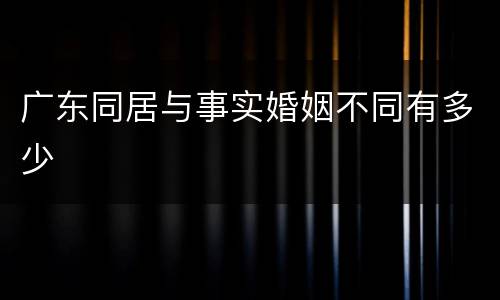 广东同居与事实婚姻不同有多少