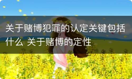 关于赌博犯罪的认定关键包括什么 关于赌博的定性