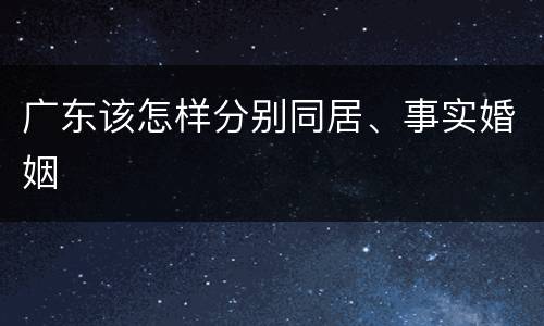 广东该怎样分别同居、事实婚姻