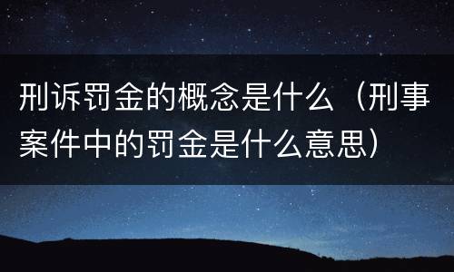 刑诉罚金的概念是什么（刑事案件中的罚金是什么意思）