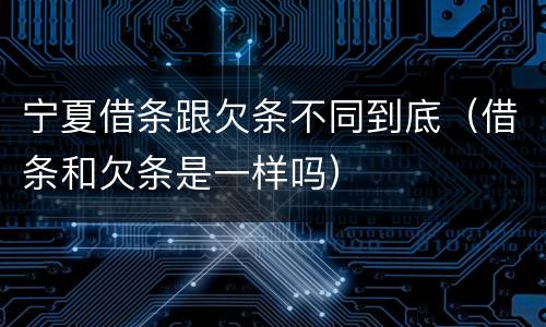 宁夏借条跟欠条不同到底（借条和欠条是一样吗）