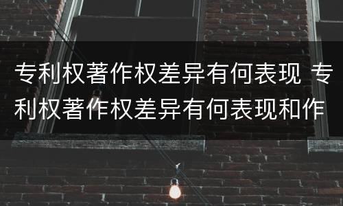 专利权著作权差异有何表现 专利权著作权差异有何表现和作用