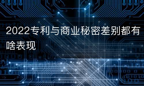 2022专利与商业秘密差别都有啥表现