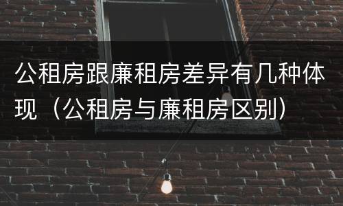 公租房跟廉租房差异有几种体现（公租房与廉租房区别）