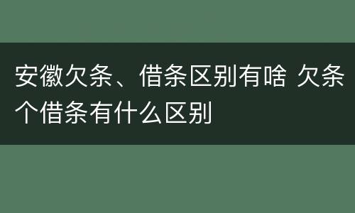 安徽欠条、借条区别有啥 欠条个借条有什么区别