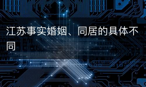 江苏事实婚姻、同居的具体不同