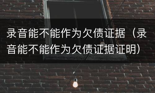 录音能不能作为欠债证据（录音能不能作为欠债证据证明）