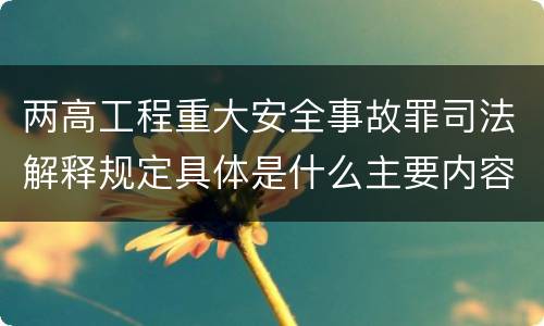 两高工程重大安全事故罪司法解释规定具体是什么主要内容