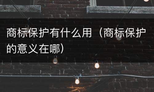 商标保护有什么用（商标保护的意义在哪）