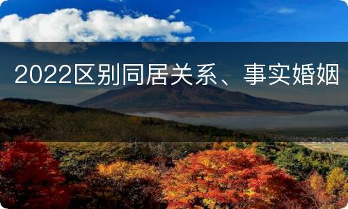 2022区别同居关系、事实婚姻