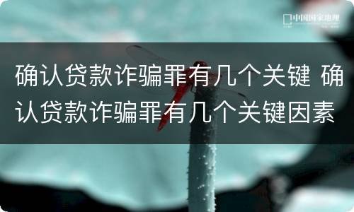 确认贷款诈骗罪有几个关键 确认贷款诈骗罪有几个关键因素