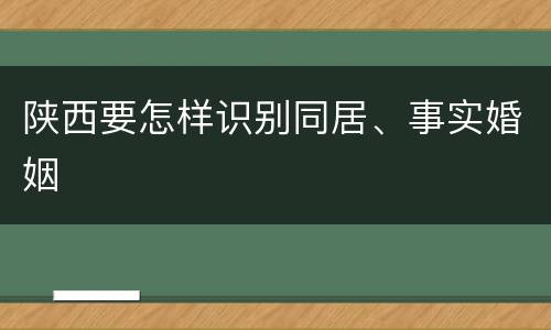 陕西要怎样识别同居、事实婚姻