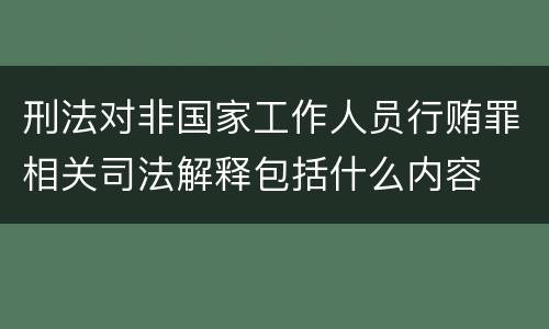 刑法对非国家工作人员行贿罪相关司法解释包括什么内容