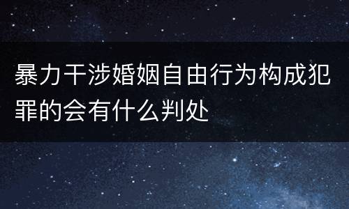 暴力干涉婚姻自由行为构成犯罪的会有什么判处