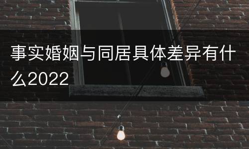 事实婚姻与同居具体差异有什么2022