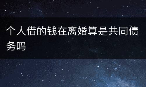 个人借的钱在离婚算是共同债务吗