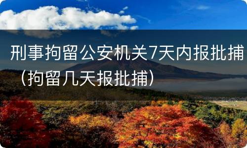 刑事拘留公安机关7天内报批捕（拘留几天报批捕）