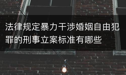 法律规定暴力干涉婚姻自由犯罪的刑事立案标准有哪些
