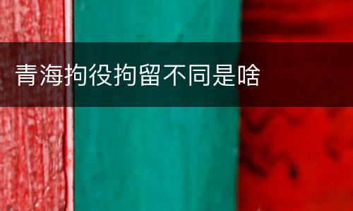 青海拘役拘留不同是啥