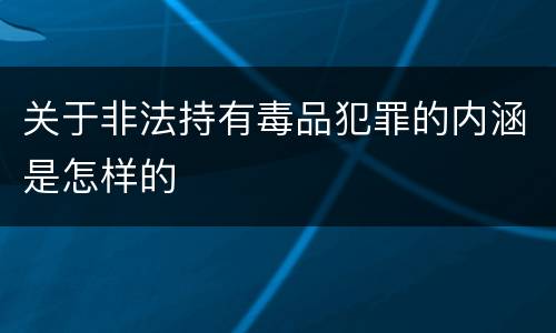 关于非法持有毒品犯罪的内涵是怎样的