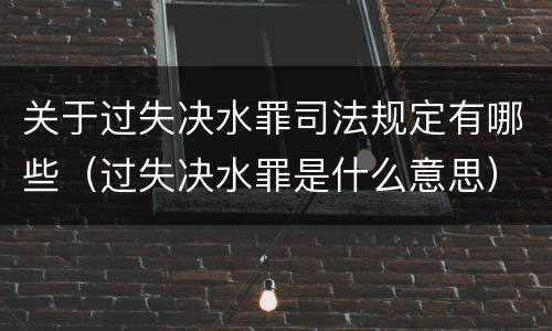 关于过失决水罪司法规定有哪些（过失决水罪是什么意思）
