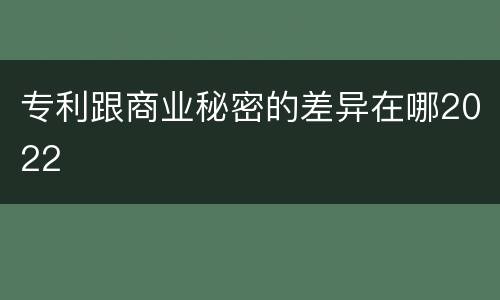 专利跟商业秘密的差异在哪2022