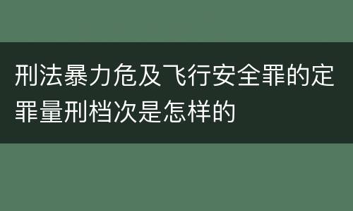 刑法暴力危及飞行安全罪的定罪量刑档次是怎样的