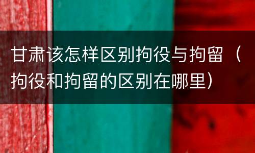 甘肃该怎样区别拘役与拘留（拘役和拘留的区别在哪里）