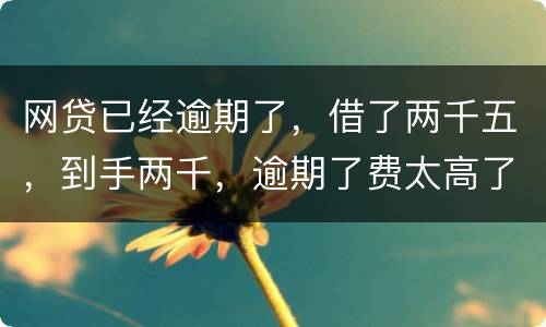 网贷已经逾期了，借了两千五，到手两千，逾期了费太高了，逾期十天，逾期费一千元，这