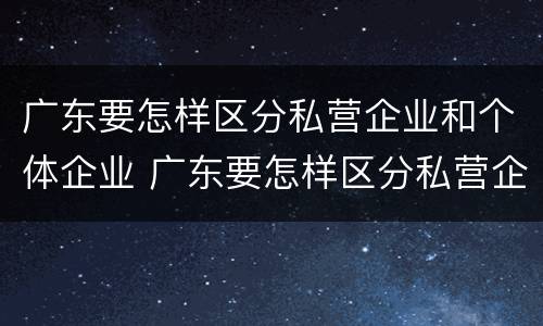广东要怎样区分私营企业和个体企业 广东要怎样区分私营企业和个体企业的区别
