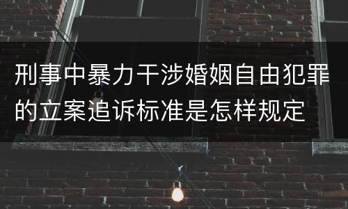 刑事中暴力干涉婚姻自由犯罪的立案追诉标准是怎样规定