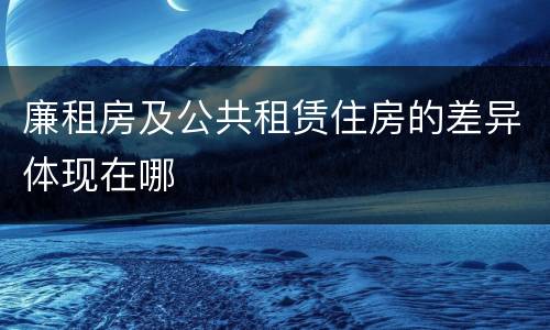 廉租房及公共租赁住房的差异体现在哪