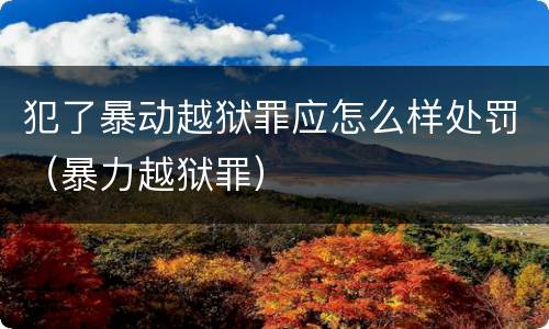 犯了暴动越狱罪应怎么样处罚（暴力越狱罪）