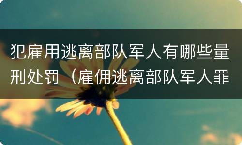 犯雇用逃离部队军人有哪些量刑处罚（雇佣逃离部队军人罪）